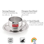 Stainless Steel Cup With Saucer,Cup For Tea Chai Coffee With Saucer (1 Cup, 1 Saucers)170 ml