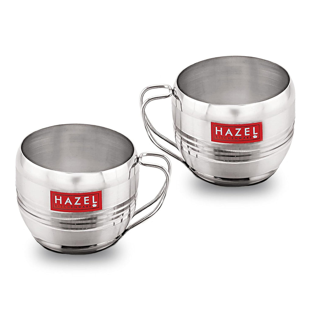 Stainless Steel Tea Cup, Unbreakable Chai Tea Coffee Cup Mug, 170ml, Set of 2, Silver