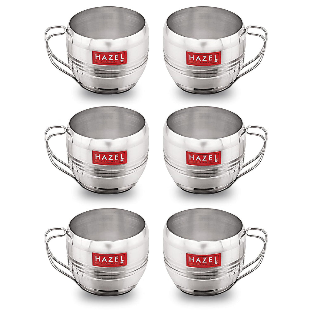 Stainless Steel Tea Cup, Unbreakable Chai Tea Coffee Cup Mug, 170ml, Set of 6, Silver