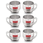 Stainless Steel Tea Cup, Unbreakable Chai Tea Coffee Cup Mug, 170ml, Set of 6, Silver