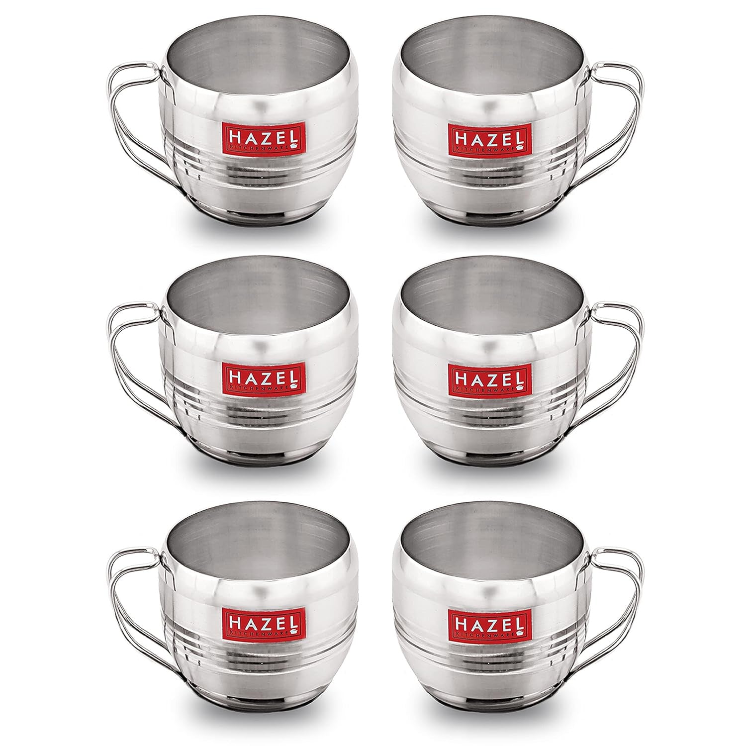 Stainless Steel Tea Cup, Unbreakable Chai Tea Coffee Cup Mug, 170ml, Set of 6, Silver