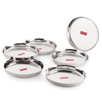 Stainless Steel Plates Set, Heavy Gauge Thali, Dinner Plates, Set of 6, 28 cm
