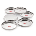 Stainless Steel Plates Set, Heavy Gauge Thali, Dinner Plates, Set of 6, 28 cm