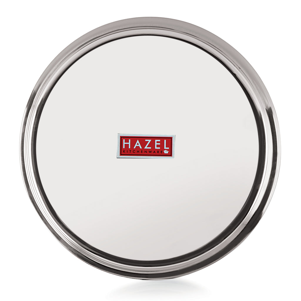 Stainless Steel Thali, Mirror Finish Dinner Plates, 28 cm, Set of 4