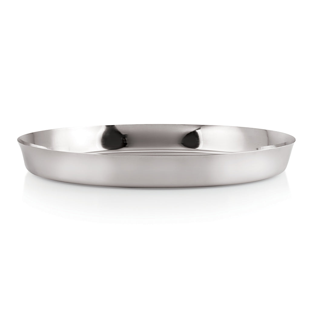 Stainless Steel Thali, Mirror Finish Dinner Plates, 28 cm, Set of 4