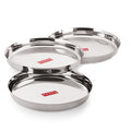 Stainless Steel Thali, Mirror Finish Dinner Plates, 28 cm, Set of 3