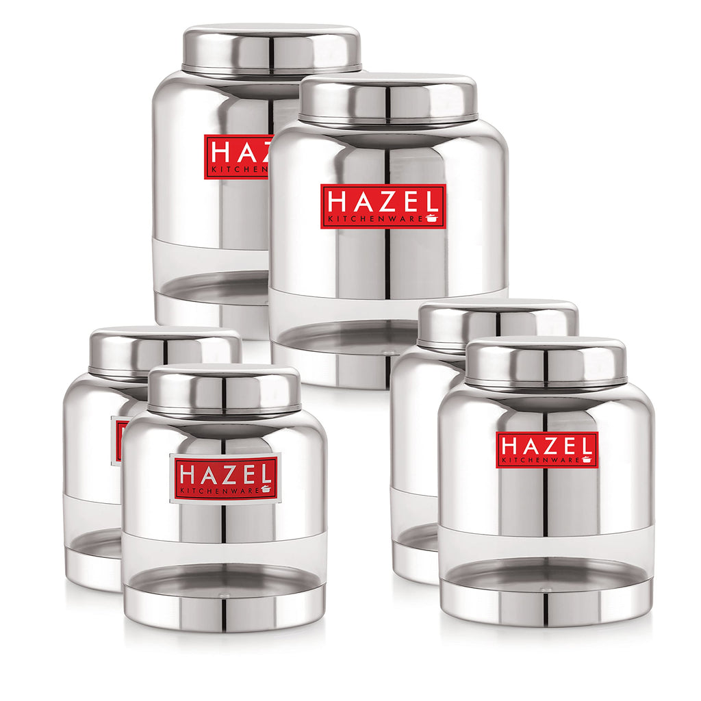 Stainless Steel Transparent Kitchen Containers, Set of 6