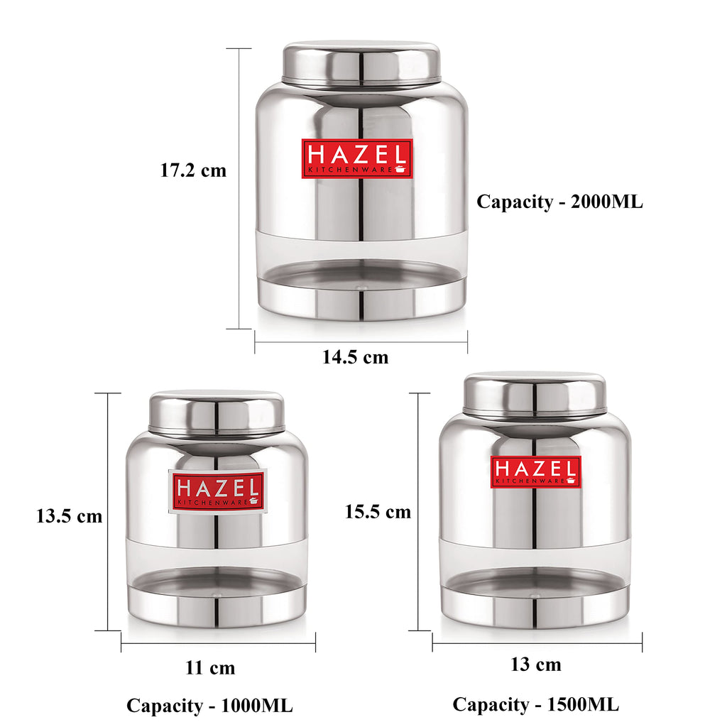 Stainless Steel Transparent Kitchen Containers, Set of 6
