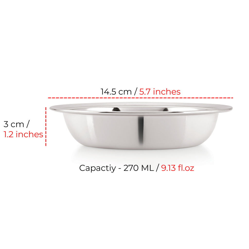 Stainless Steel Snack Bowl Set, Small Steel Bowls, 270 ml, Set of 3