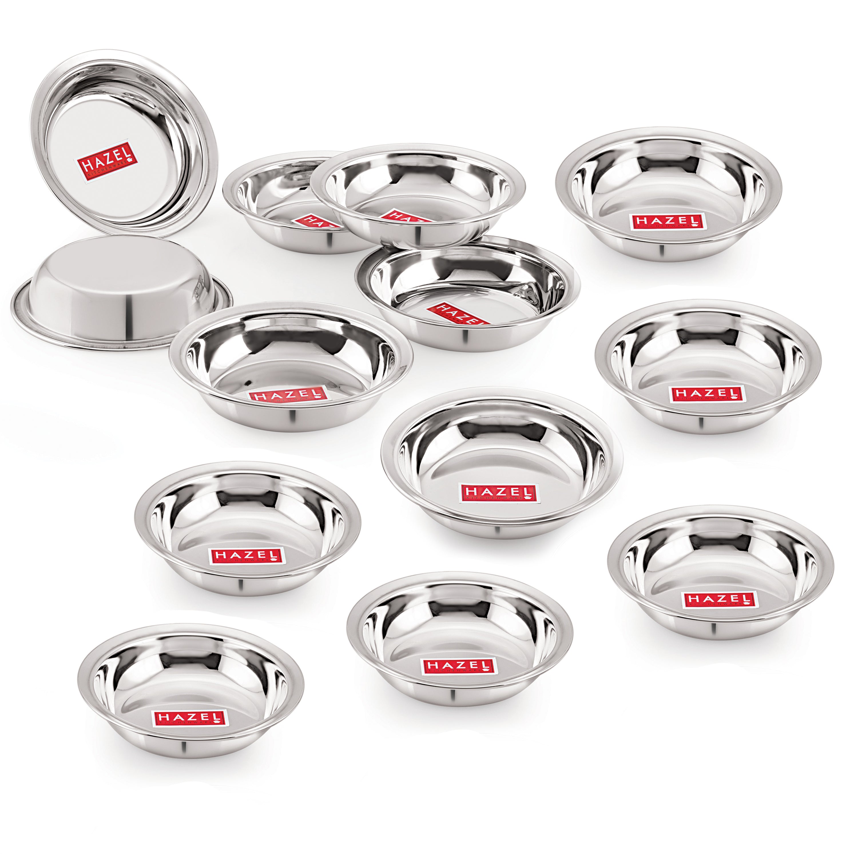 Stainless Steel Snack Bowl Set, Breakfast Bowl, Set of 12, 600 ml