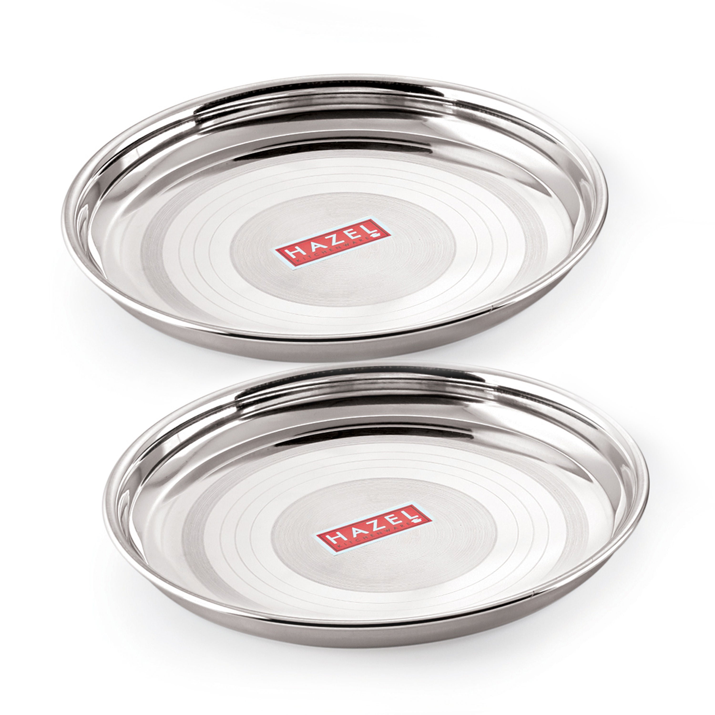 Stainless Steel Plate Set For Dinner Launch, Designer Steel Thali Set, 26.5 cm, Set of 2, Small