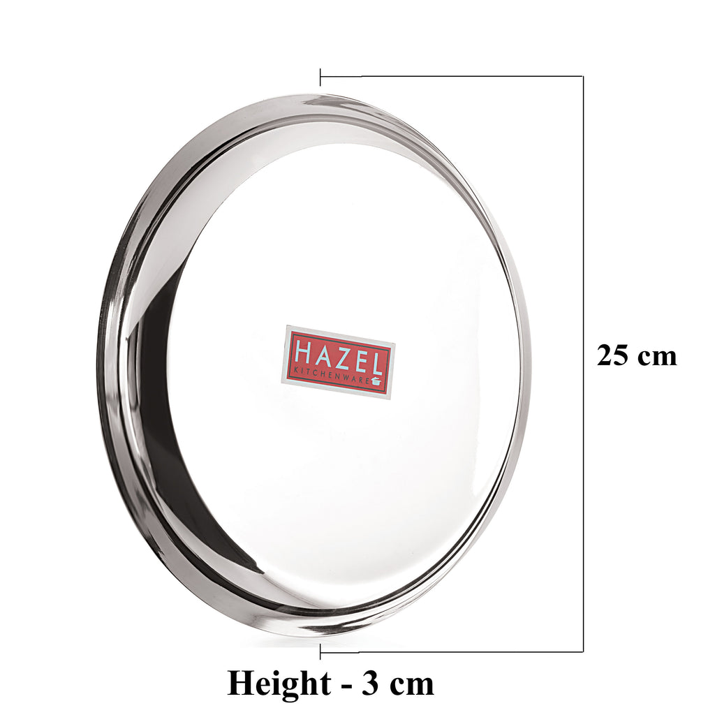 Stainless Steel Dinner Plate Set, Lunch Plates, 25 cm, Set of 3