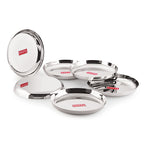 Stainless Steel Dinner Plate Set, Lunch Plates, 25 cm, Set of 6
