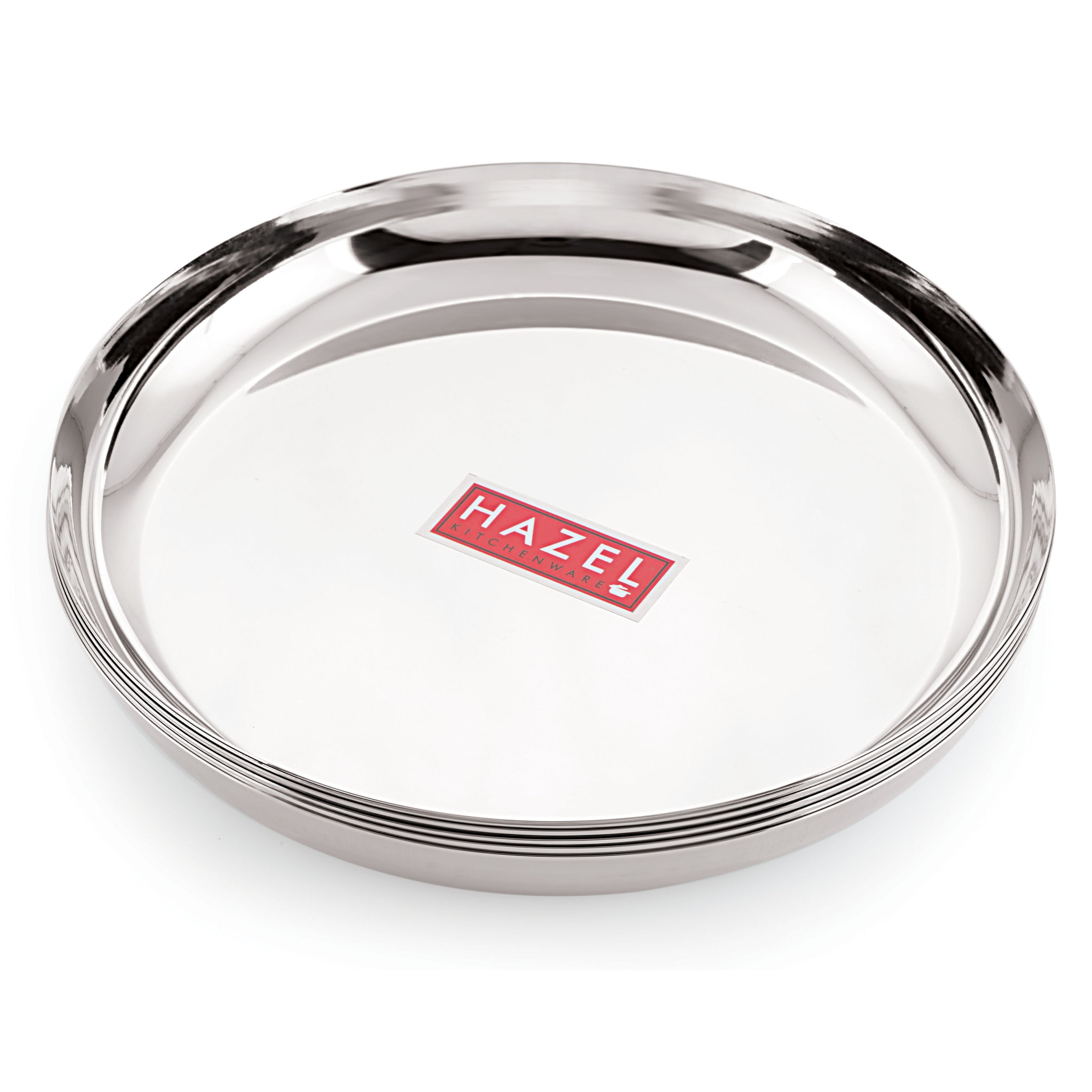 Stainless Steel Dinner Plate Set, Lunch Plates, 25 cm, Set of 6