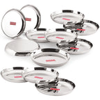 Stainless Steel Dinner Plate Set, Lunch Plates, 25 cm, Set of 12