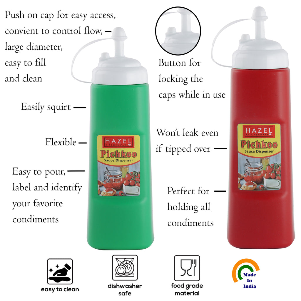 Sauce Squeeze Bottle Set | Chutney Ketchup Bottles, 430 & 560 ML, Set of 2
