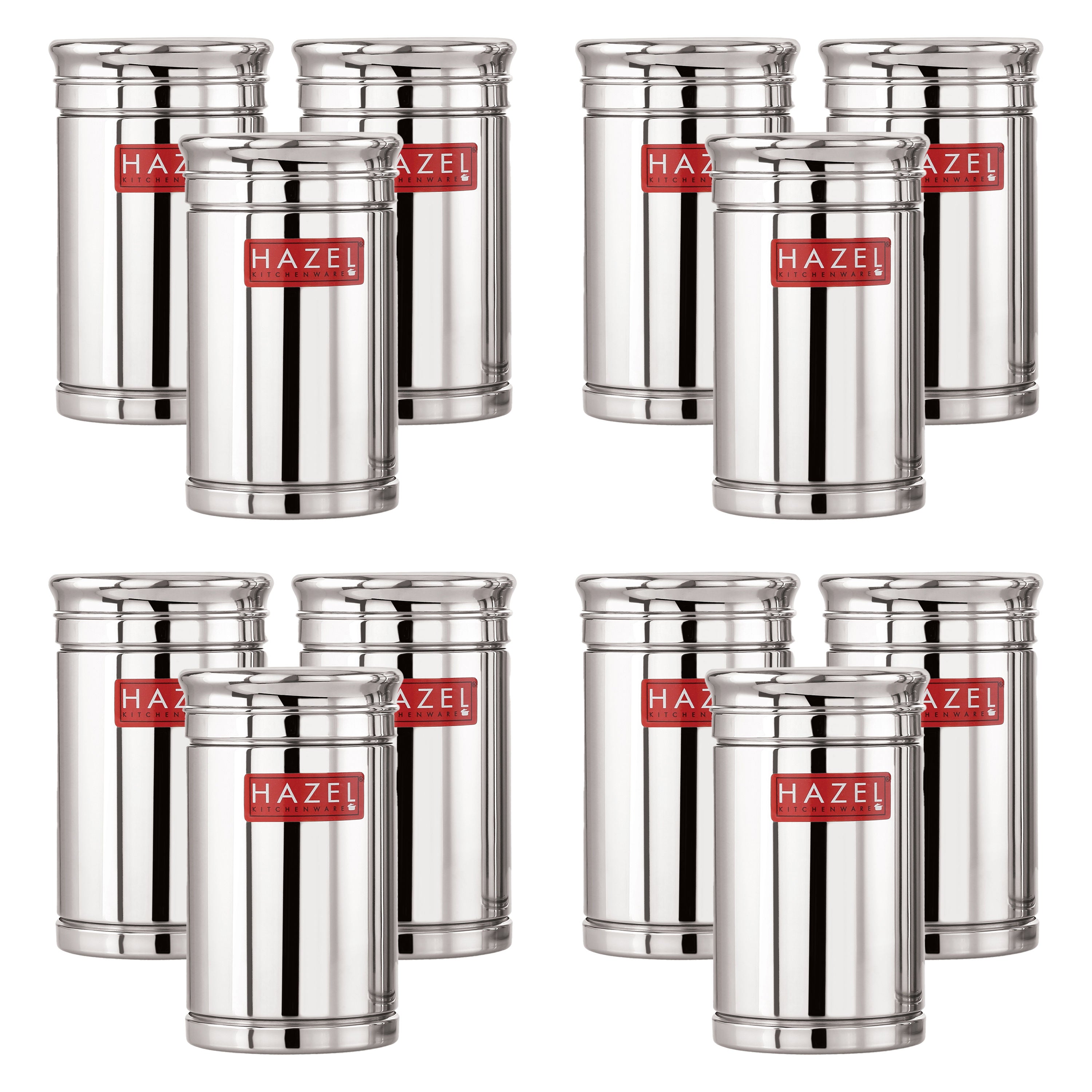 Stainless Steel Airtight Container, Kitchen Storage, Set of 12, 800 ml
