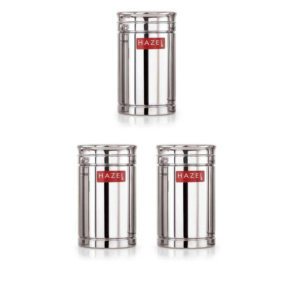 Stainless Steel Storage Container Set, Airtight Jars, 1200 ml, Set of 3
