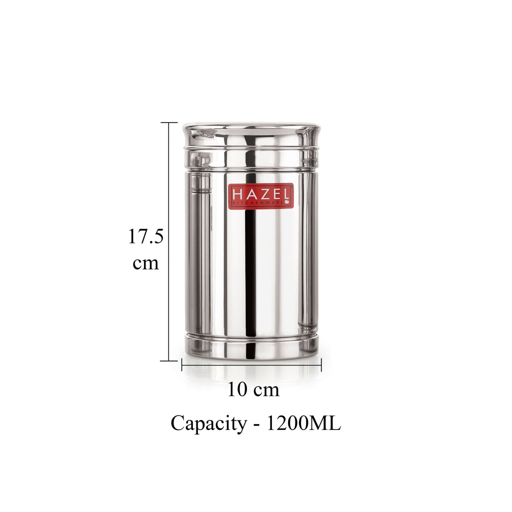 Stainless Steel Storage Container Set, Airtight Jars, 1200 ml, Set of 3
