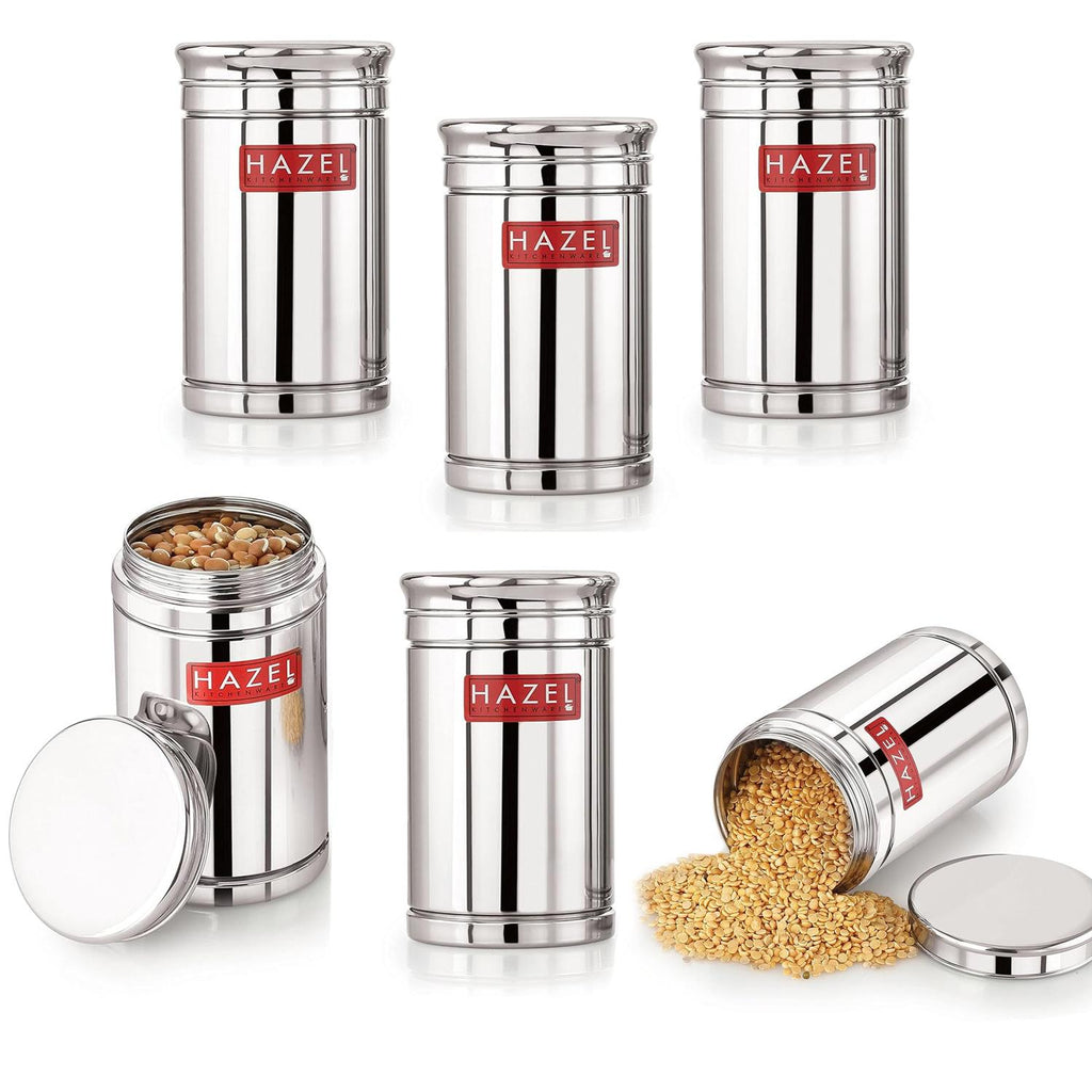 Airtight Stainless Steel Kitchen Storage Containers - 1200ml, Set of 6