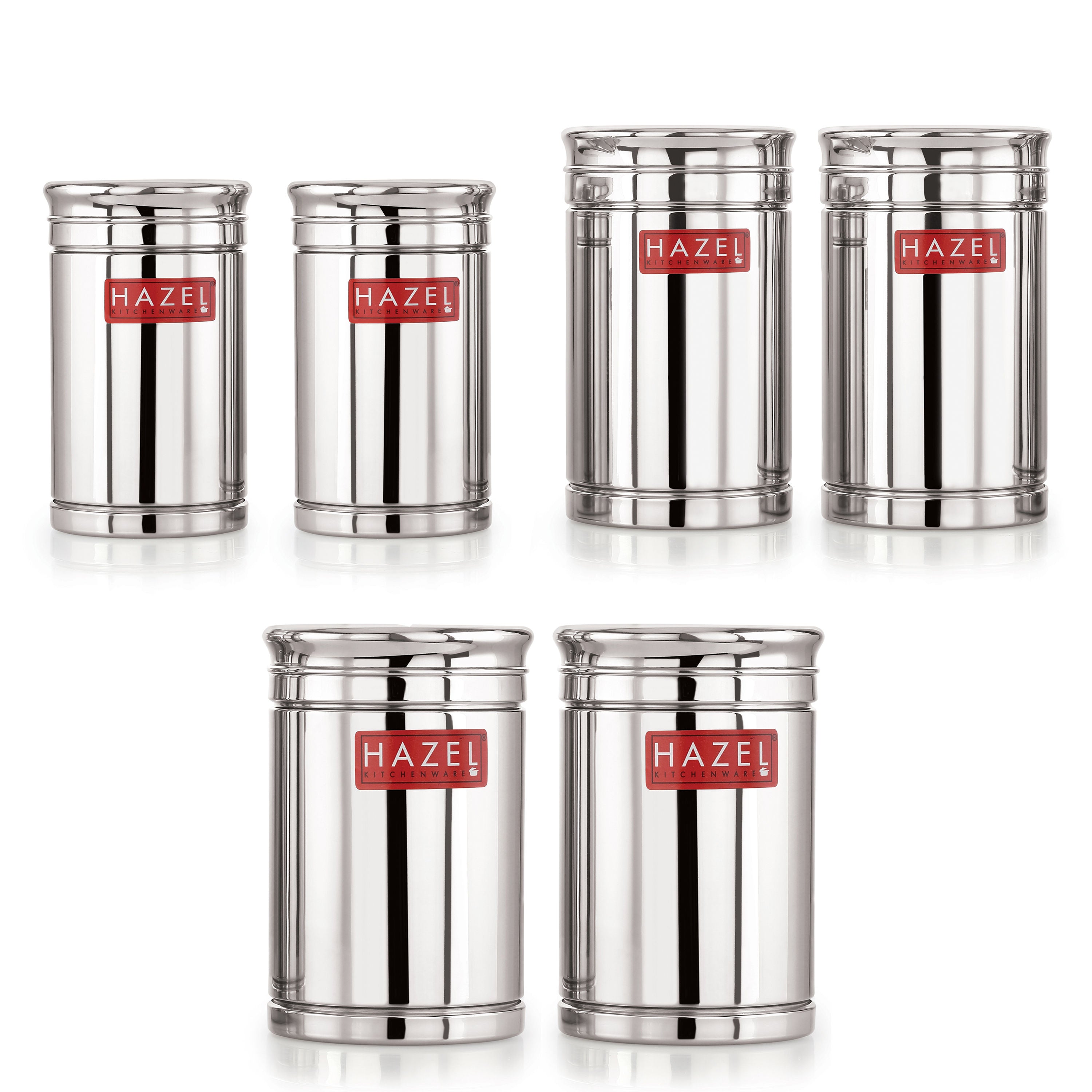Airtight Stainless Steel Storage Container Set of 6 (800ml 1200ml 1800ml)