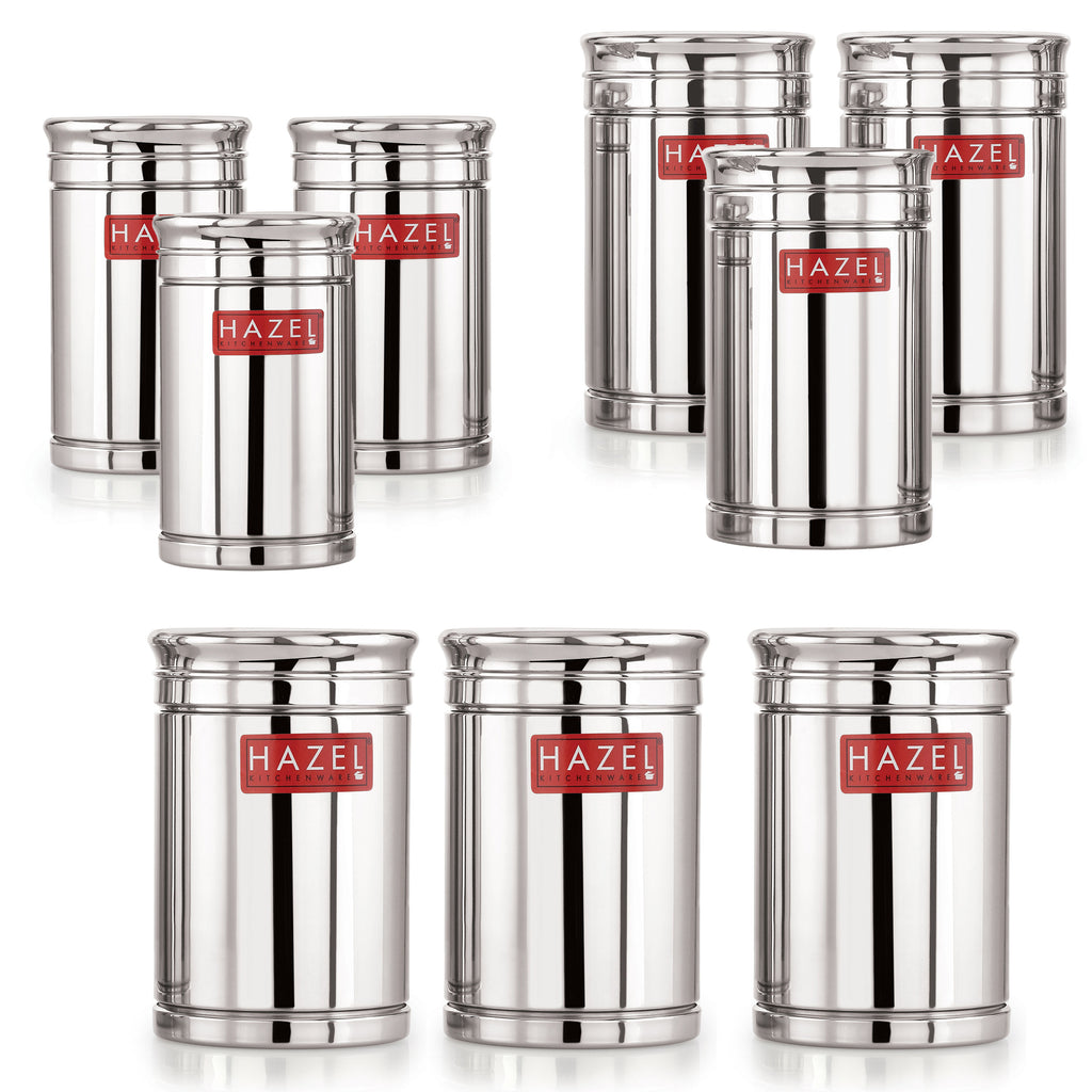 Steel Kitchen Storage Container Set of 9, 800, 1200 & 1800 ml