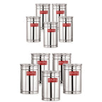 Steel Kitchen Storage Container Set of 10, Kitchen Canisters 800ml & 1800ml