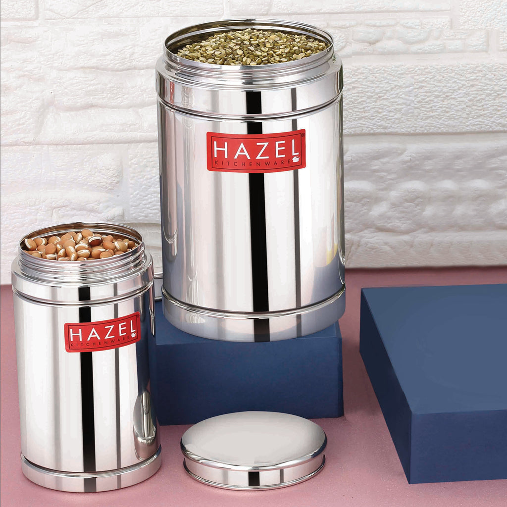 Steel Kitchen Storage Container Set of 10, Kitchen Canisters 800ml & 1800ml