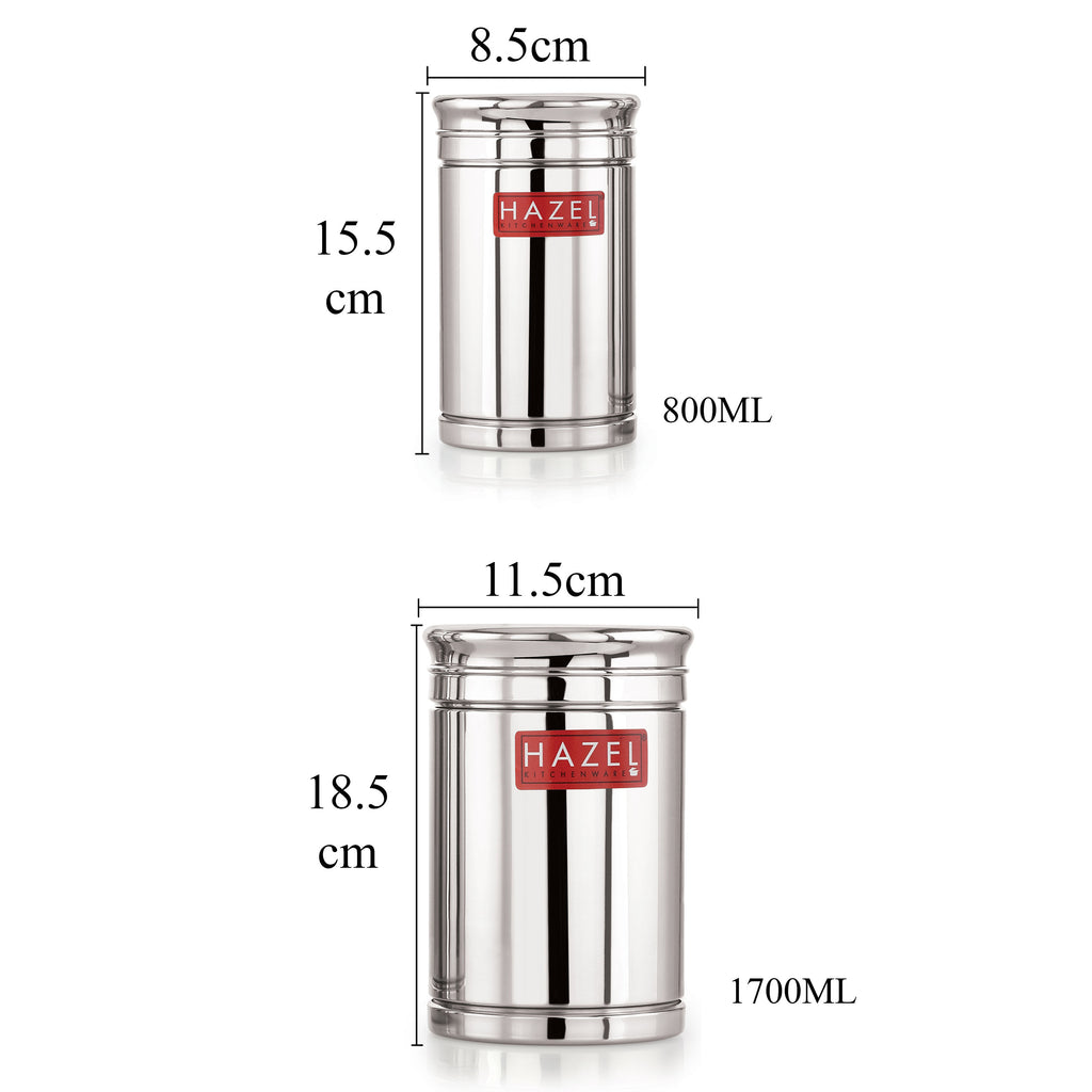 Steel Kitchen Storage Container Set of 10, Kitchen Canisters 800ml & 1800ml