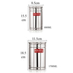 Steel Kitchen Storage Container Set of 10, Kitchen Canisters 800ml & 1800ml