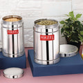 Stainless Steel Storage Container Combo Set of 2, 1200 ml 1800 ml