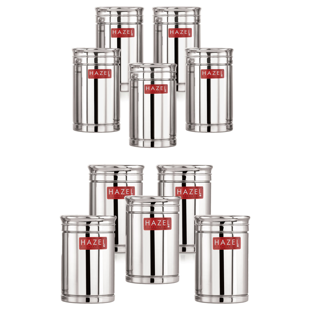 Steel Storage Container Set of 10, Kitchen Boxes, 1200ml & 1800ml