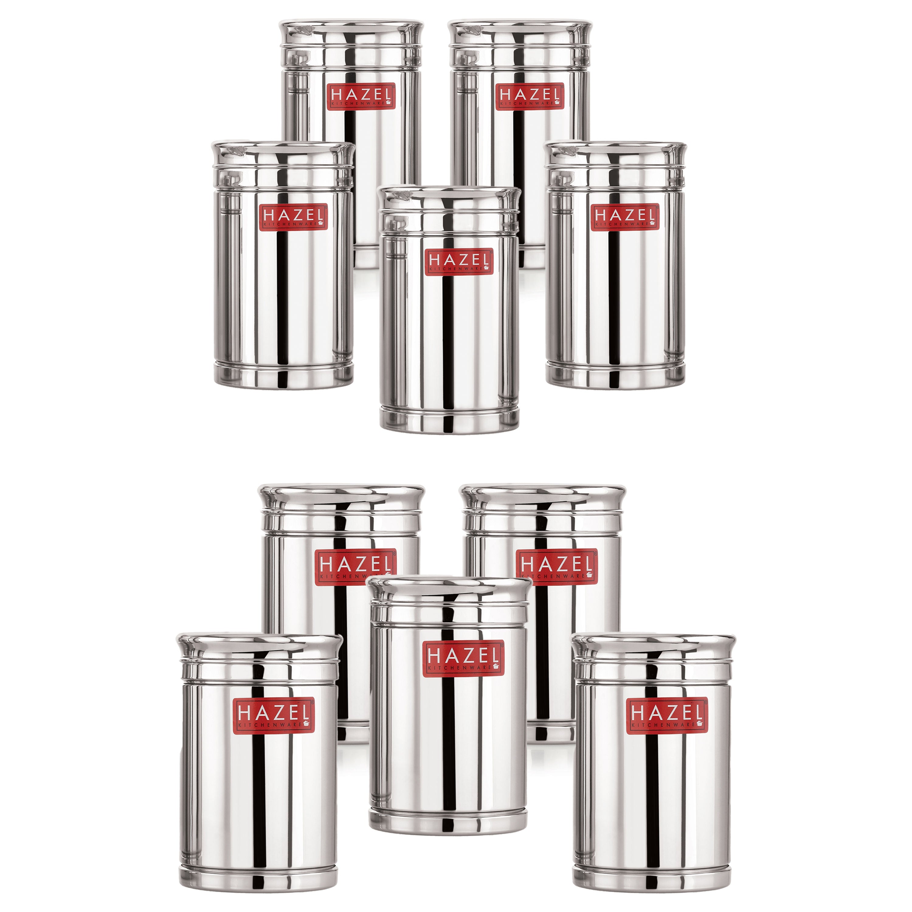 Steel Storage Container Set of 10, Kitchen Boxes, 1200ml & 1800ml