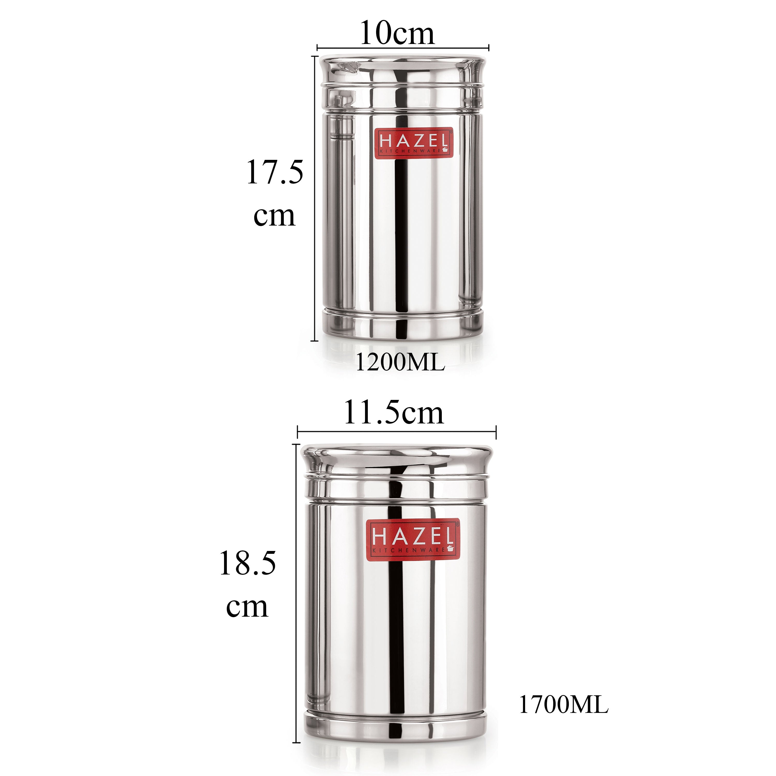 Steel Storage Container Set of 10, Kitchen Boxes, 1200ml & 1800ml