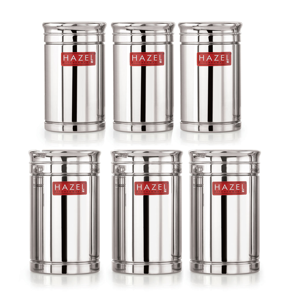 Steel Kitchen Storage Containers Set of 6, 800ml & 1200ml