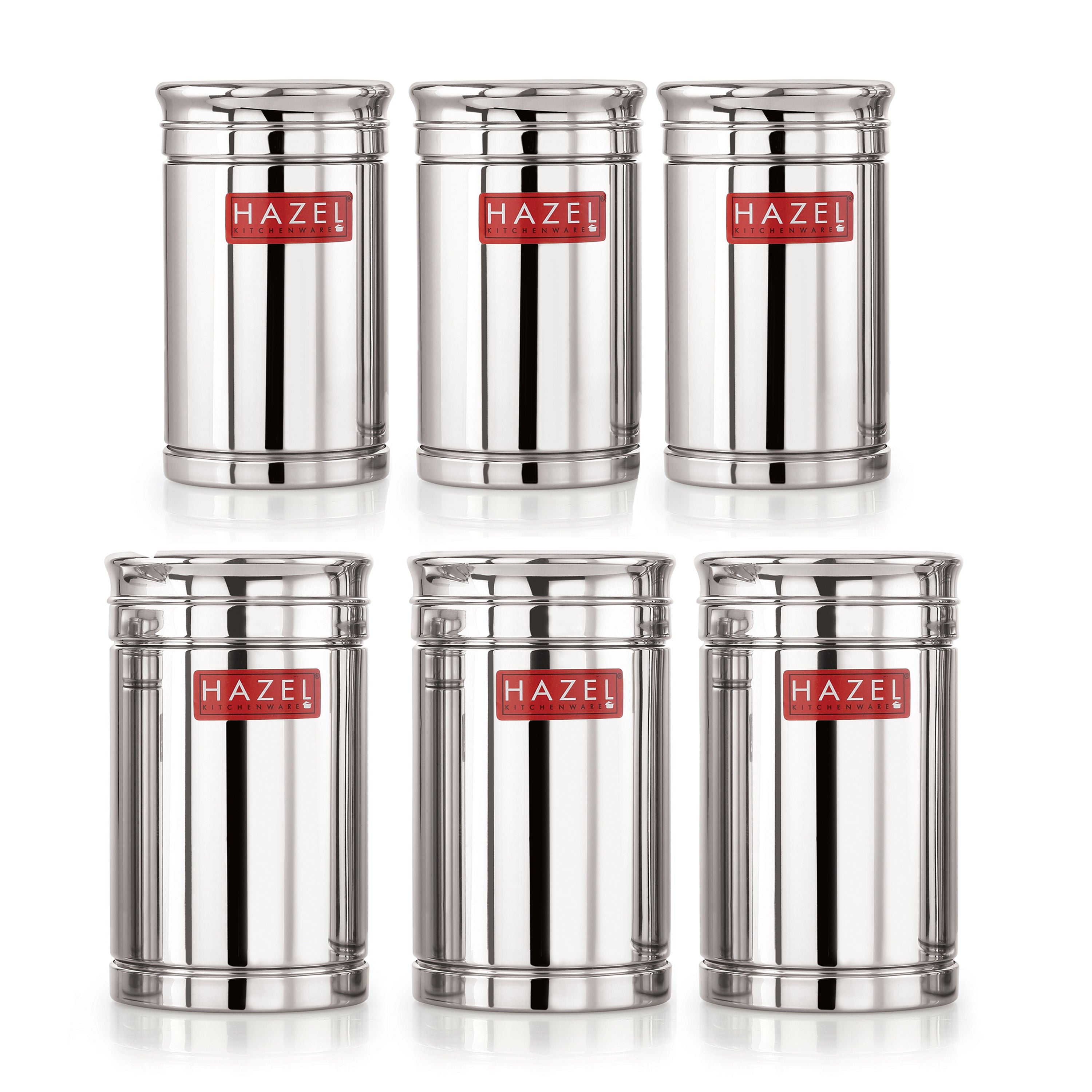 Steel Kitchen Storage Containers Set of 6, 800ml & 1200ml
