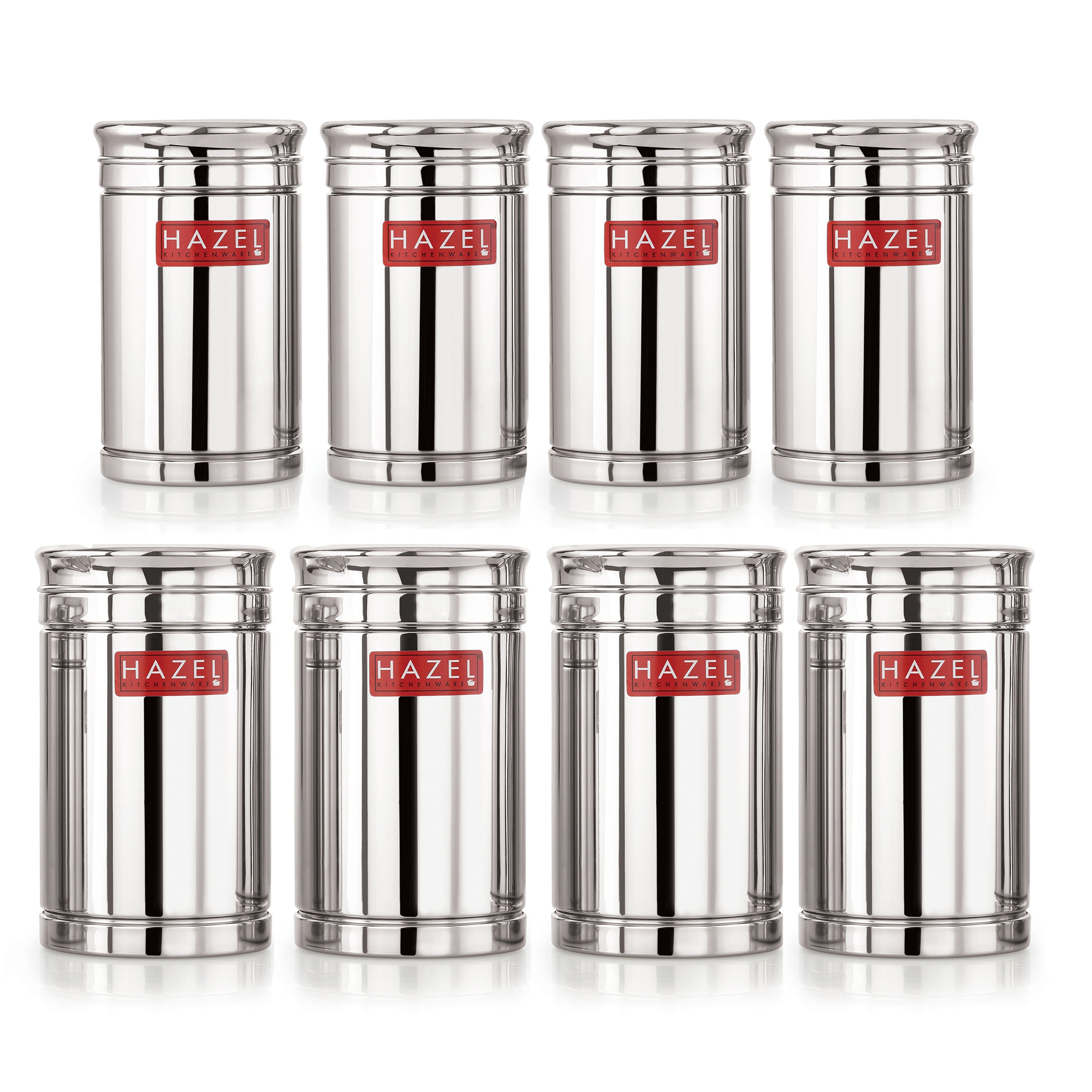 Steel Kitchen Storage Container Set of 8, 800ml & 1200ml Containers