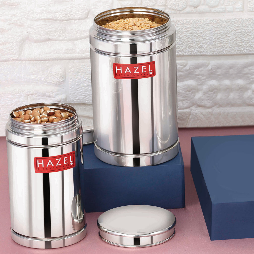 Steel Kitchen Storage Container Set of 8, 800ml & 1200ml Containers
