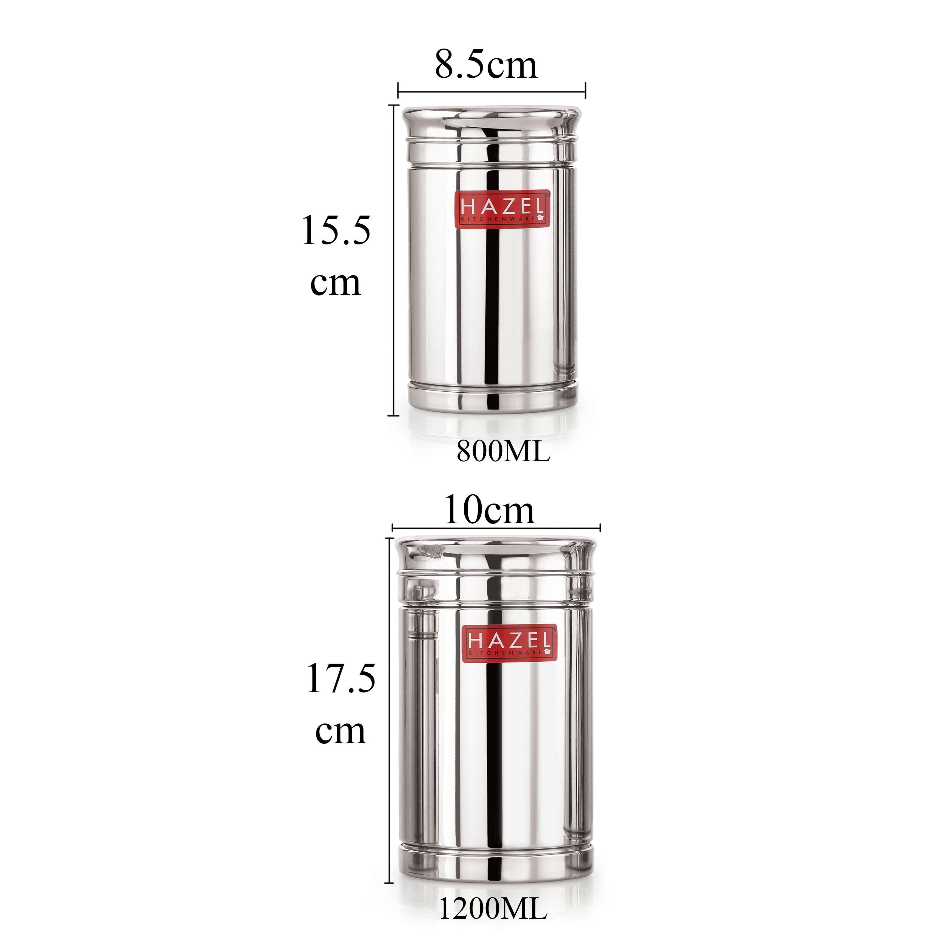 Steel Kitchen Storage Container Set of 8, 800ml & 1200ml Containers
