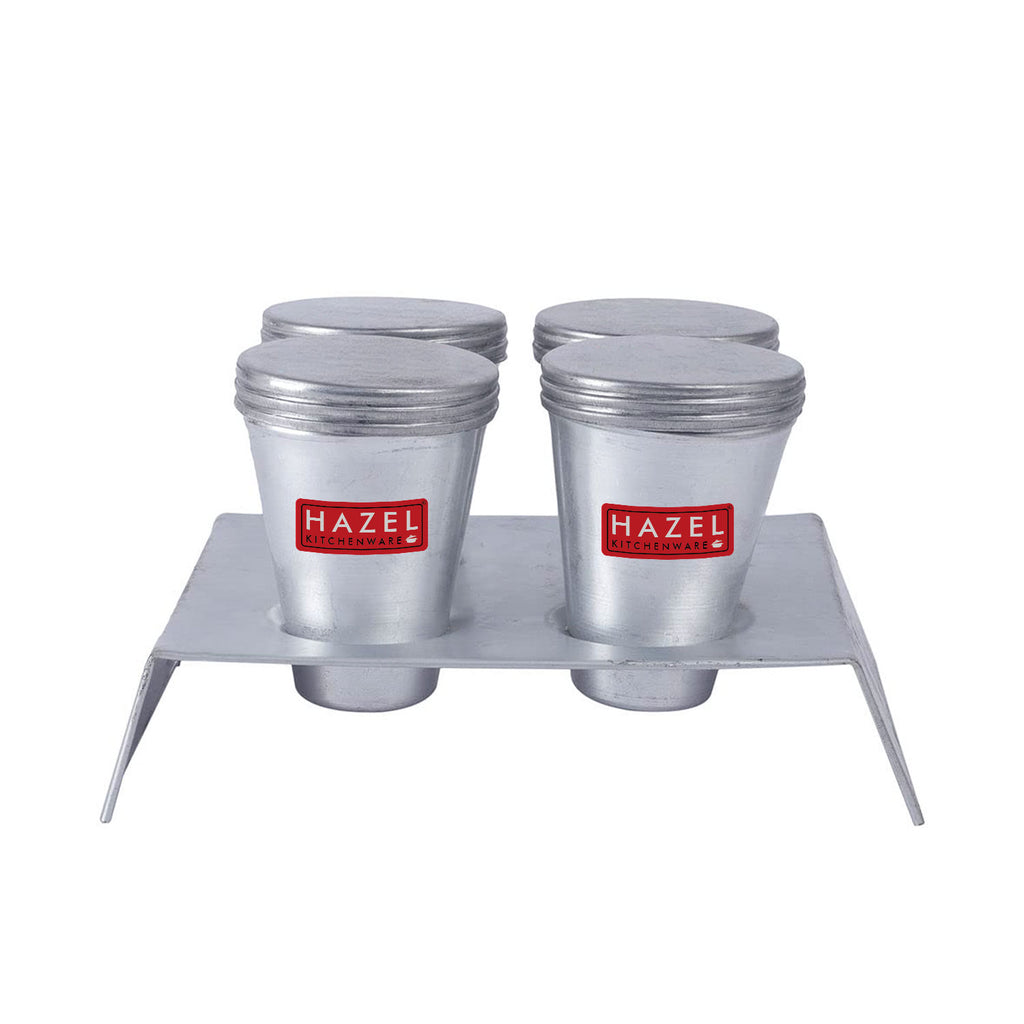 Reusable Aluminium Kulfi / Popsicle Moulds with Stand, Medium, 120 ml, Set of 4