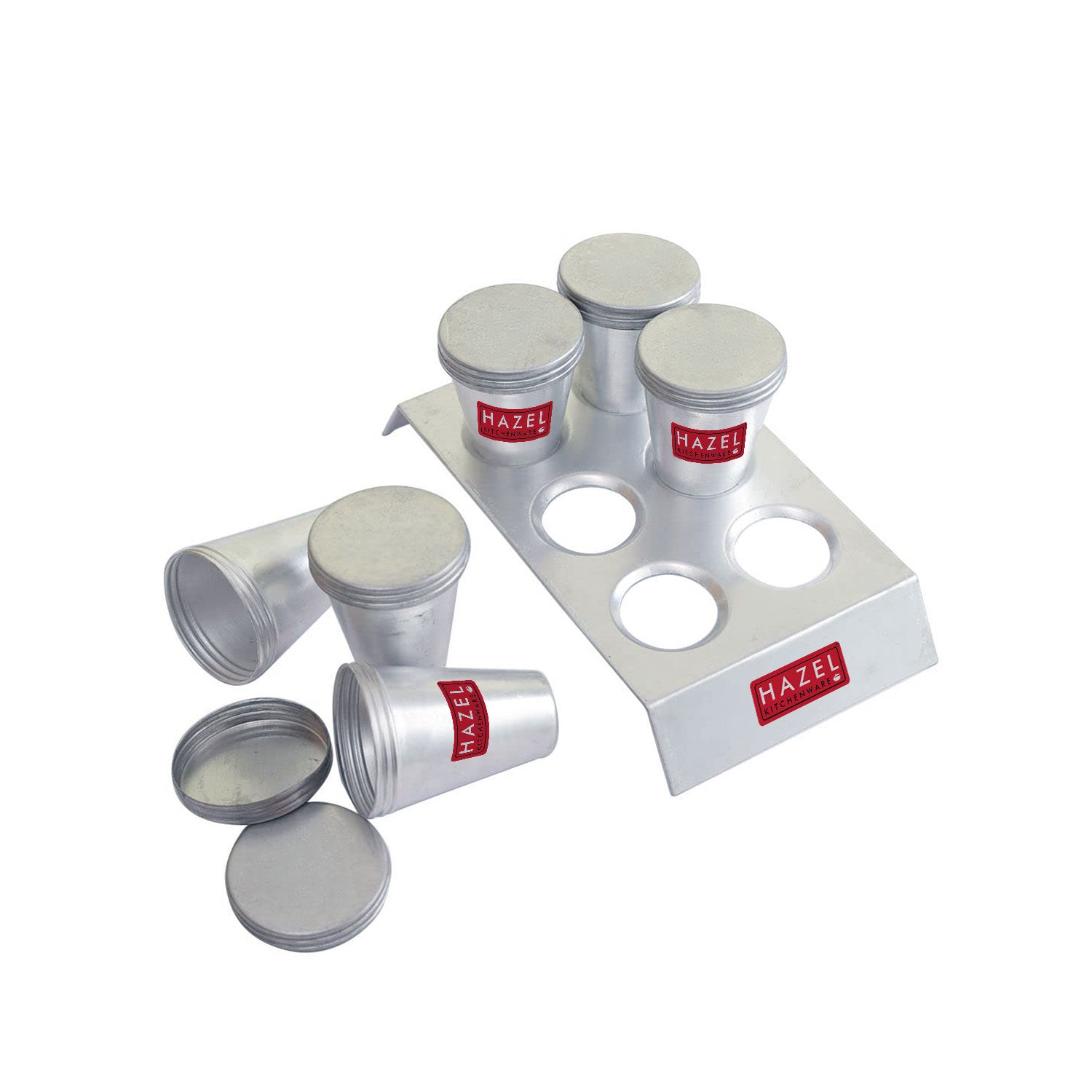 Aluminium Kulfi Mould with Stand, 120 ml, Set of 6