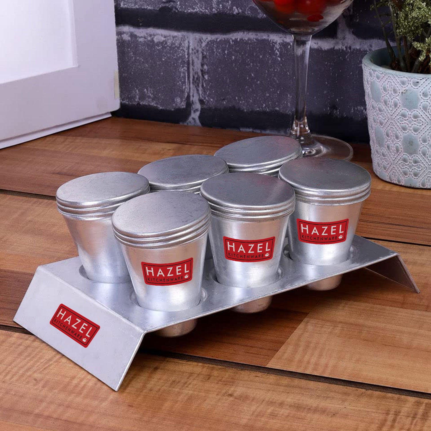 Aluminium Kulfi Mould with Stand, 120 ml, Set of 6