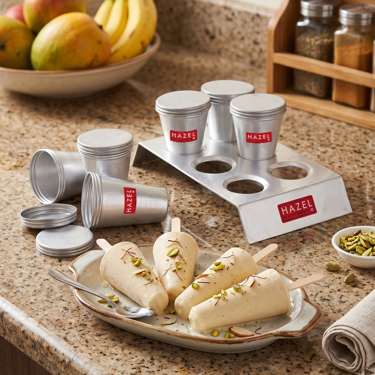 Aluminium Kulfi Mould with Stand, 120 ml, Set of 6