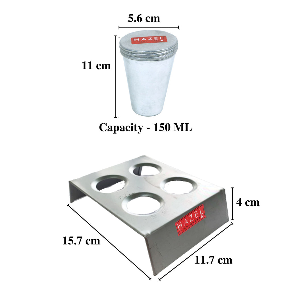 Aluminium Kulfi Mould Set of 4 with Stand, Reusable Ice Cream Maker