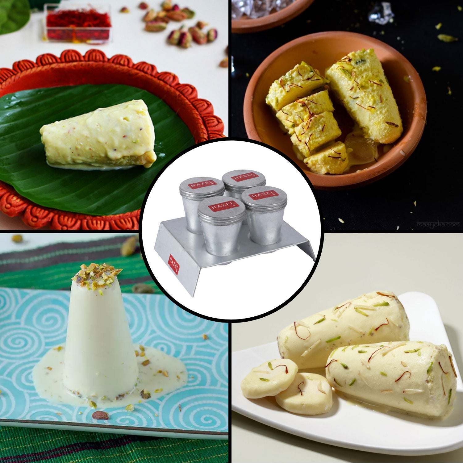 Aluminium Kulfi Mould Set of 4 with Stand, Reusable Ice Cream Maker