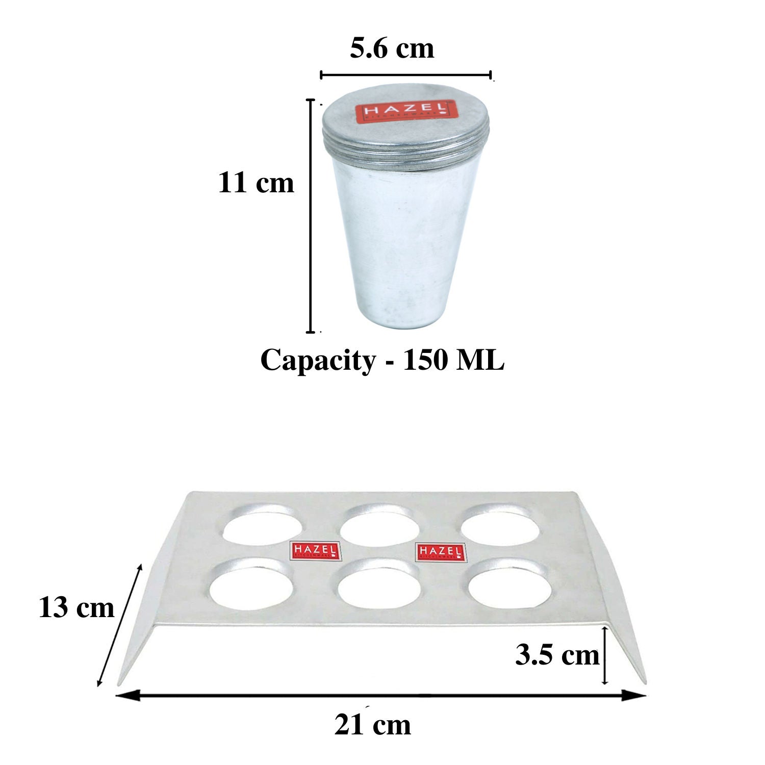 Aluminium Kulfi Mould Set with Stand, Ice Cream Popsicle Maker, Set of 6