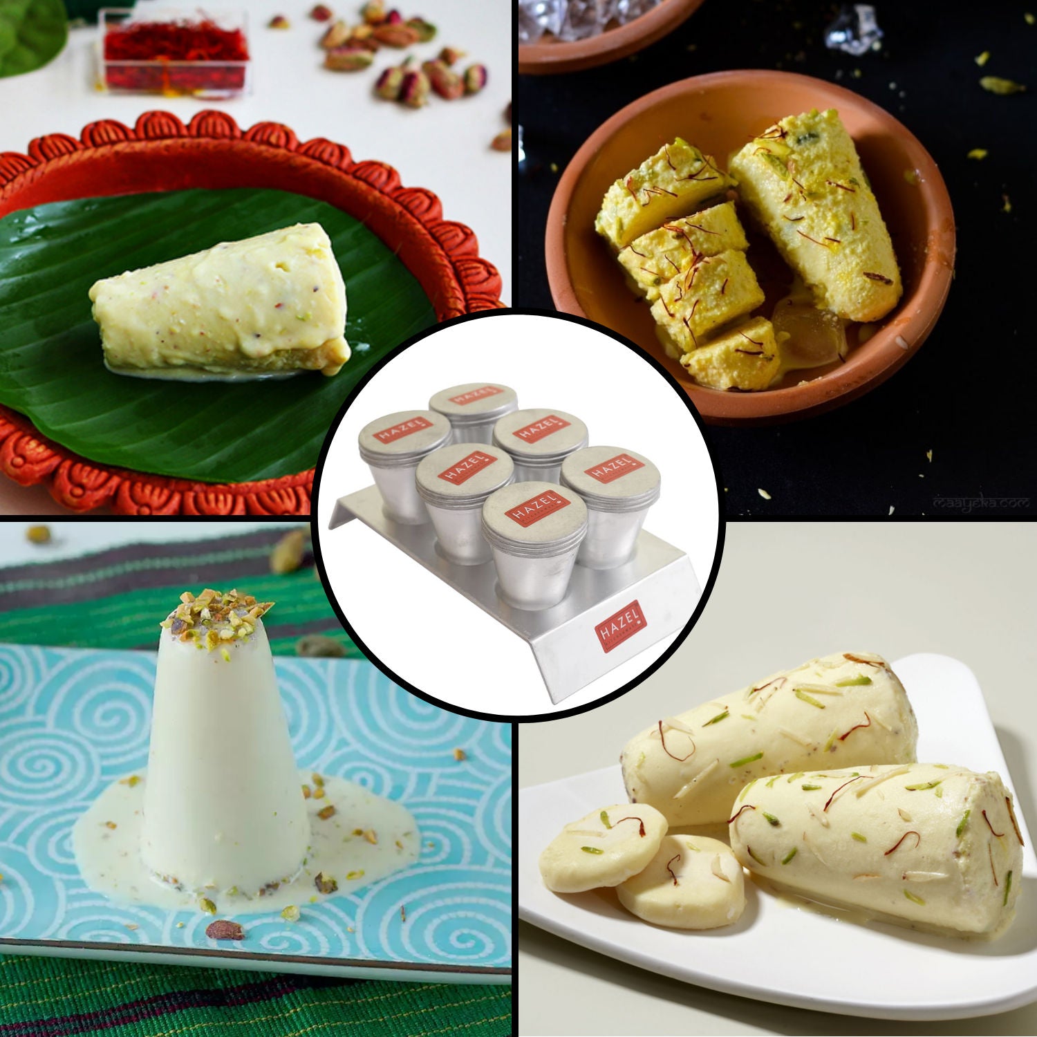 Aluminium Kulfi Mould Set with Stand, Ice Cream Popsicle Maker, Set of 6