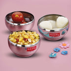 Stainless Steel Serving Bowl Set of 3, Steel Katori Set, 100 ml