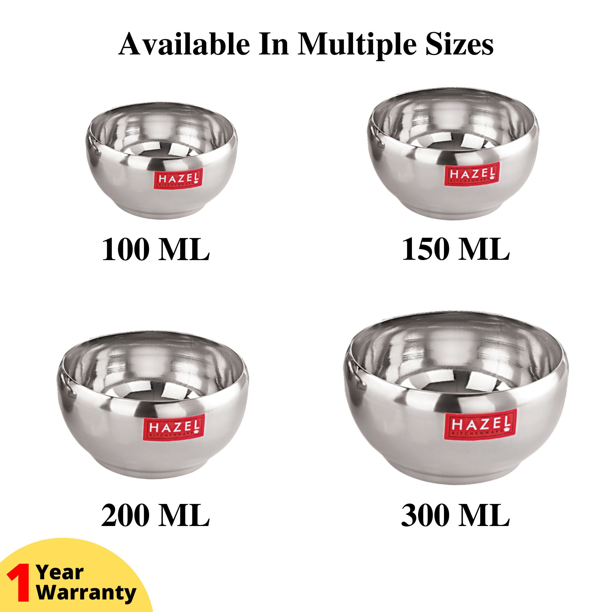 Stainless Steel Serving Bowl Set of 3, Steel Katori Set, 150 ml