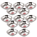 Stainless Steel Square Dessert Plate & Katori Set, 260 ml, Set of 12